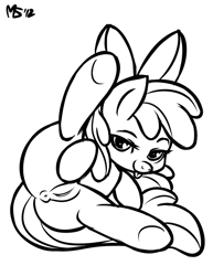 Size: 1041x1347 | Tagged: explicit, artist:kitsuneinari78, artist:megasweet, apple bloom, anus, butt, earth pony, female, foalcon, g4, imported from derpibooru, nudity, plot, pony, simple background, solo, solo female, spreading, teasing, underhoof, vagina