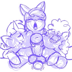 Size: 945x945 | Tagged: explicit, artist:megasweet, apple bloom, balls, blowjob, double blowjob, foalcon, futa, futa apple bloom, g4, glasses, group sex, imported from derpibooru, intersex, multiple blowjob, nudity, oral, penis, sex, sex toy, snails, threesome, twist, vibrator