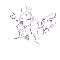 Size: 850x850 | Tagged: explicit, artist:florecentmoo, spike, blowjob, cock worship, cum, cumming, dragon, foalcon, frottage, g4, gay, imported from derpibooru, male, monochrome, nudity, oral, penis