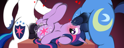 Size: 3264x1277 | Tagged: explicit, artist:v-d-k, shining armor, twilight sparkle, age difference, balls, bedroom eyes, blowjob, blushing, brother, brother and sister, creampie, cum, cum in mouth, cum on body, cum on legs, cum on nose, cumming, daughter, facial, father, father and child, father and daughter, female, filly, filly twilight sparkle, foal, foalcon, from front, g4, group sex, hands free, heart, imported from derpibooru, incest, infidelity, looking at you, male, mmf threesome, night light, nudity, oral, orgasm, penetration, penis, pony, semi-incest, sex, ship:shiningsparkle, ship:twinight, siblings, simultaneous orgasm, sister, spitroast, stallion, stallion on filly, straight, table lotus position, threesome, throat swabbing, twicest, unicorn, unicorn twilight, vaginal, vaginal orgasm, vaginal secretions