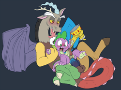 Size: 1344x1000 | Tagged: explicit, artist:cobaltsynapse, spike, abdominal bulge, anal, anus, balls, blushing, discord, dragon, drunk, duo, duo male, foalcon, g4, gay, imported from derpibooru, knot, male, nudity, penis, self penetration, ship:dispike, shipping, tail penetration, tail sex