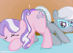 Size: 1051x759 | Tagged: explicit, artist:swfpony, diamond tiara, silver spoon, anal insertion, animated, butt, butt to butt, butt touch, diamond buttiara, doubleheaded dildo, earth pony, edit, extreme speed animation, female, foalcon, g4, gif, hummingbird style, imported from derpibooru, insertion, lesbian, plot, pony, seizure warning, sex, sex toy, ship:silvertiara, shipping, silverbutt
