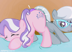 Size: 1051x759 | Tagged: explicit, artist:swfpony, diamond tiara, silver spoon, anal insertion, animated, bump bump sugar lump rump, butt, butt bump, butt to butt, butt touch, cute, cute porn, diamond buttiara, dildo, doubleheaded dildo, earth pony, eyes closed, female, filly, foal, foalcon, g4, gif, glasses, imported from derpibooru, insertion, lesbian, nudity, open mouth, plot, pony, sex toy, ship:silvertiara, shipping, silverbutt, smiling