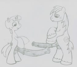 Size: 917x800 | Tagged: explicit, artist:sb, balls, big dickentosh, big macintosh, big penis, bipedal, earth pony, foalcon, g4, gay, hyper, hyper snails, imported from derpibooru, impossibly large penis, macinsnails, male, males only, nudity, penis, pony, size difference, sketch, snails, stallion