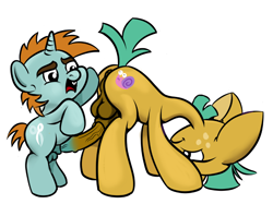 Size: 811x606 | Tagged: explicit, artist:ragingsemi, anus, balls, colt, conjoined, conjoined by dicks, docking, duo, foal, foalcon, fusion, g4, gay, imported from derpibooru, male, males only, merging, nudity, penis, pony, ship:snaps, snails, snips, taint, unicorn, wat
