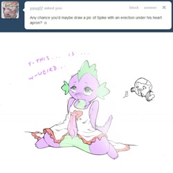 Size: 1280x1281 | Tagged: explicit, artist:cold-blooded-twilight, rarity, spike, cloaca, crossdressing, dragon, femboy, femboy spike, foalcon, g4, imported from derpibooru, male, male focus, nosebleed, nudity, penis, solo focus