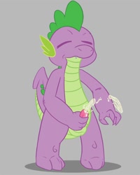 Size: 800x1000 | Tagged: explicit, artist:ziyen, spike, balls, cum, cumming, dragon, foalcon, g4, imported from derpibooru, male, masturbation, nudity, penis, simple background, solo, solo male