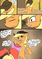 Size: 1280x1810 | Tagged: explicit, artist:smog, artist:unknownclement, apple bloom, applejack, age difference, apple bloom's bow, applecest, applejack's hat, bedroom eyes, bow, butt, comic, cowboy hat, crotchboobs, cunnilingus, dialogue, earth pony, eyes closed, female, filly, filly on mare, foal, foalcon, freckles, g4, gritted teeth, hair bow, hat, hoof on head, imported from derpibooru, incest, lesbian, looking pleasured, mare, nipples, nudity, onomatopoeia, open mouth, plot, pony, raised tail, ship:bloomjack, siblings, sisters, surprise cunnilingus, surprise oral, surprise sex, surprised, surprised face, tail, tail aside, talking, teats, teeth, tumblr, vagina, vulva, wake up sex