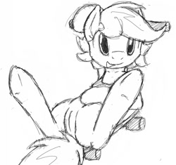 Size: 1222x1150 | Tagged: explicit, artist:tg-0, scootaloo, bottomless, clothes, female, foalcon, g4, hooves, imported from derpibooru, monochrome, nudity, scooter, sketch, sports bra, vulva