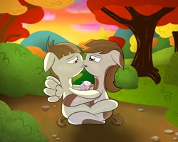 Size: 1350x1080 | Tagged: explicit, artist:clutterdrop, balls, balls are touching, colt, colt on colt, duo, earth pony, featherweight, foal, foalcon, french kiss, frottage, g4, gay, imported from derpibooru, kissing, male, males only, nudity, pegasus, penis, pink horsecock, pipsqueak, pony, reverse foalcon, sex, ship:feathersqueak, shipping, sloppy kissing, sunset