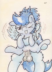 Size: 731x1010 | Tagged: explicit, artist:slightlyshade, archer (g4), balls, creampie, cum, female, filly, foal, foalcon, g4, imported from derpibooru, male, nudity, pegasus archer, penis, pony, reverse suspended congress, scootablue, sex, soarin', stallion, stallion on filly, standing sex, straight, traditional art, vagina, vaginal, vaginal secretions