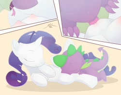 Size: 1278x1008 | Tagged: explicit, artist:spotty the cheetah, rarity, spike, age difference, crotchboobs, cunnilingus, cute, cute porn, dragon, female, foalcon, g4, horn, imported from derpibooru, interspecies, licking, male, nipples, nudity, oral, pony, pubic mound, sex, ship:sparity, straight, straight shota, teats, unicorn, vagina, wingless spike
