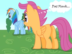 Size: 1600x1200 | Tagged: explicit, artist:navqshy, rainbow dash, scootaloo, anus, blank flank, butt, female, females only, filly, foal, foalcon, g4, imported from derpibooru, lesbian, mare, nudity, pegasus, plot, pony, ship:scootadash, shipping, vaginal secretions, vulva