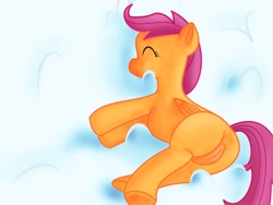 Size: 920x690 | Tagged: explicit, scootaloo, anus, artist needed, cloud, cloudy, female, foalcon, g4, imported from derpibooru, nudity, sleeping, vagina