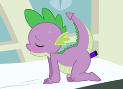 Size: 969x705 | Tagged: explicit, artist:hasana-chan, spike, anal insertion, blushing, dildo, dragon, edit, foalcon, g4, imported from derpibooru, insertion, male, masturbation, nudity, penis, sex toy, solo, solo male, sweat, vibrator