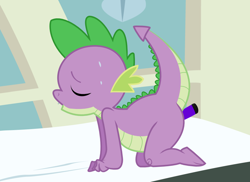 Size: 969x705 | Tagged: explicit, artist:hasana-chan, spike, anal insertion, dildo, dragon, foalcon, g4, imported from derpibooru, insertion, male, masturbation, sex toy, solo, solo male, vibrator