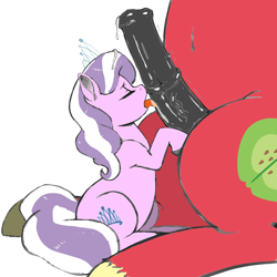Size: 900x900 | Tagged: explicit, artist:kevinsano, diamond tiara, age difference, big macintosh, blowjob, colored, cum, duo, earth pony, female, filly, foal, foalcon, g4, imported from derpibooru, ketchup vein, male, nudity, oral, penis, pony, sex, ship:tiaramac, shipping, stallion, stallion on filly, straight, vein, vein bulge, veiny cock