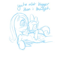 Size: 1280x1280 | Tagged: questionable, artist:florecentmoo, fluttershy, spike, dragon, female, foalcon, g4, imported from derpibooru, male, mare, monochrome, nudity, pegasus, pony, sex, ship:flutterspike, shipping, softcore, straight