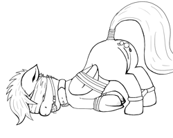 Size: 1000x800 | Tagged: explicit, artist:dashaloo, scootaloo, anal beads, anal insertion, anus, ballgag, blindfold, bondage, collar, female, foalcon, g4, gag, imported from derpibooru, insertion, lineart, monochrome, nudity, pony, sex toy, solo, solo female, tail wrap, vagina, vulva