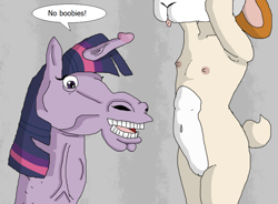 Size: 909x670 | Tagged: explicit, grotesque, artist:kirapac, twilight sparkle, 4chan, anthro, anthro with ponies, armpits, breasts, cream the rabbit, crossover, delicious flat chest, foalcon, g4, hoers, horn, imported from derpibooru, mobian, nipples, nudity, penis, penis horn, pony, rabbit, sonic the hedgehog (series), unicorn, unicorn twilight, vein, vulva