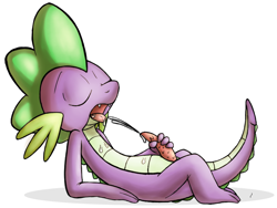 Size: 800x602 | Tagged: explicit, artist:tg-0, spike, autofacial, cum, cum in mouth, cum in own mouth, cum on self, cumming, dragon, facial, foalcon, g4, imported from derpibooru, male, masturbation, nudity, penis, solo, solo male
