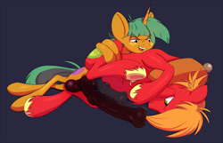 Size: 1280x824 | Tagged: explicit, artist:sb, balls, big macintosh, big macintosh's yoke, big penis, colt on stallion, dead source, earth pony, foalcon, frottage, g4, gay, hooves, horse collar, hyper, hyper snails, imported from derpibooru, impossibly large penis, macinsnails, male, nudity, penis, pony, snails, stallion