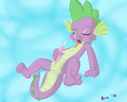 Size: 1000x800 | Tagged: explicit, artist:binxy, spike, anus, autofacial, cum, cum on self, dragon, facial, foalcon, g4, imported from derpibooru, male, masturbation, nudity, orgasm, penis, solo, solo male, taint, tongue out