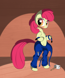 Size: 1280x1533 | Tagged: explicit, artist:v-d-k, apple bloom, blushing, female, foalcon, g4, imported from derpibooru, nudity, solo, solo female, undressing, vulva