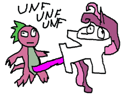 Size: 450x340 | Tagged: explicit, spike, sweetie belle, 1000 hours in ms paint, dragon, female, foalcon, g4, imported from derpibooru, male, ms paint, nudity, penis, sex, ship:spikebelle, shipping, simple background, straight, stylistic suck, transparent background, unf