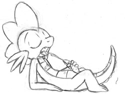 Size: 800x602 | Tagged: explicit, artist:tg-0, spike, autofacial, cloaca, cum, cum in mouth, cum in own mouth, cum on self, cumming, dragon, facial, foalcon, g4, imported from derpibooru, male, masturbation, monochrome, nudity, penis, solo, solo male