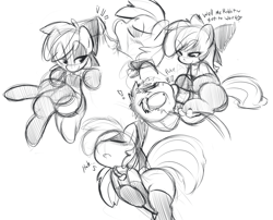 Size: 1092x884 | Tagged: explicit, artist:0r0ch1, apple bloom, oc, oc:0r0ch1, canon x furry, canon x oc, clopping, clothes, cum, foalcon, furry, g4, grayscale, imported from derpibooru, legwear, monochrome, nudity, penis, socks, thigh highs
