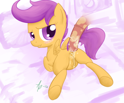 Size: 600x500 | Tagged: explicit, artist:a6p, scootaloo, anal, anus, blushing, cum, female, foalcon, g4, imported from derpibooru, male, nudity, penis, pony, pony on pony action, stallion on filly, straight, vagina