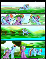 Size: 1165x1500 | Tagged: explicit, artist:kitsuneyoukai, artist:twilightstormshi, rainbow dash, spike, comic:dragon you over, butt, comic, dragon, dragons riding ponies, female, foalcon, g4, imported from derpibooru, male, nudity, pegasus, plot, pony, presenting, presenting butt, riding, ship:rainbowspike, shipping, straight, vulva