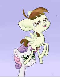 Size: 522x666 | Tagged: explicit, artist:ragingsemi, sweetie belle, ahegao, anal, balls, bedroom eyes, colt, eyes rolling back, featherweight, female, female on male, filly, filly on colt, foal, foalcon, g4, horn, horn penetration, imported from derpibooru, long neck, looking up, male, nudity, open mouth, pegasus, penetration, penis, pony, reverse foalcon, scrunchy face, sex, ship:featherbelle, shipping, small penis, spread wings, straight, unicorn, wat, wingboner, wings