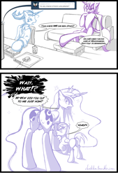 Size: 1280x1899 | Tagged: explicit, artist:chiekku, princess luna, oc, alicorn, anus, blushing, breastfeeding, butt, clothes, comic, crotchboobs, female, filly, foal, foalcon, g4, imported from derpibooru, lactation, lesbian, mare, mare on filly, nipples, nonsexual nursing, nudity, nursing, plot, pony, suckling, teats, unicorn, vulva