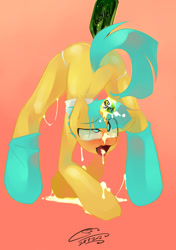 Size: 751x1064 | Tagged: explicit, artist:iopichio, anal insertion, arm hooves, bottle, cum, foalcon, g4, imported from derpibooru, insertion, male, nudity, semi-anthro, snails, solo, solo male, unusual insertion