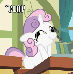 Size: 519x526 | Tagged: questionable, artist:paultorsynocobnik, sweetie belle, animated, clop, clopping, derp, edit, edited screencap, female, foalcon, g4, gif, hearts and hooves day, hearts and hooves day (episode), implied masturbation, imported from derpibooru, lip bite, my little pony: friendship is magic, pony, screencap, solo, solo female