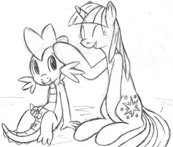 Size: 800x681 | Tagged: explicit, artist:tg-0, spike, twilight sparkle, anus, casual masturbation, clopping, dragon, duo, eyes closed, female, foalcon, g4, hoofing, imported from derpibooru, male, masturbating together, masturbation, monochrome, nudity, open mouth, penis, petting, pony, simplistic anus, sitting, sketch, smiling, unicorn, unicorn twilight
