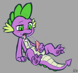 Size: 991x931 | Tagged: explicit, artist:cobaltsynapse, spike, autofacial, cloaca, cum, cum in mouth, cum in own mouth, cum on self, dragon, facial, foalcon, g4, imported from derpibooru, male, masturbation, nudity, paw pads, penis, solo, solo male, wingless spike