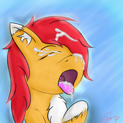 Size: 500x500 | Tagged: explicit, artist:vixyhooves, oc, oc:vixy hooves, bukkake, cum, facial, female, foalcon, implied straight, imported from derpibooru, oc only, pony, solo, solo female
