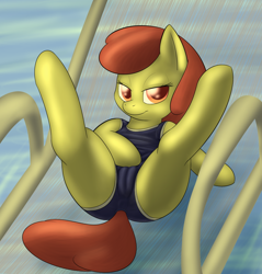 Size: 1050x1100 | Tagged: questionable, artist:lamia, apple bloom, anus cameltoe, cameltoe, clothes, female, filly, foal, foalcon, g4, imported from derpibooru, one-piece swimsuit, sukumizu, swimsuit, tail, tail hole