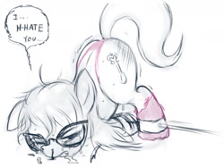 Size: 1280x960 | Tagged: explicit, grimdark, artist:swaetshrit, silver spoon, abuse, blood, blushing, bondage, clothes, crying, drool, earth pony, female, femsub, foalcon, g4, glasses, implied rape, imported from derpibooru, injured, lingerie, nosebleed, panties, pony, silverbuse, solo, solo female, source needed, spanking, spoonabuse, spreader bar, submissive, underwear, useless source url, vaginal secretions