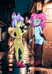 Size: 2894x4093 | Tagged: explicit, artist:the-dark-mangaka, banned from derpibooru, breasts, child, choker, clothes, collar, condom, delicious flat chest, ear piercing, earring, equestria girls, female, females only, filled condom, fishnet gloves, fishnets, high heels, imported from twibooru, jewelry, kiwi lollipop, loli prostitute, lolicon, money, nipple piercing, nipples, novabutt, nudity, panties, piercing, prostitute, prostitution, shoes, socks, stockings, supernova zap, thigh highs, thong, underage, underwear, used condom, young, younger