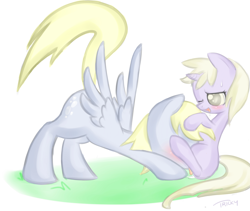 Size: 1280x1078 | Tagged: explicit, artist:quitetricky, blushing, cunnilingus, cute, cute porn, dead source, derpy hooves, dinky hooves, drool, exhibitionism, female, filly, foal, foalcon, g4, grass, imported from derpibooru, incest, lesbian, mare on filly, mother and child, mother and daughter, nudity, one eye closed, pegasus, pony, sex, ship:dinkyderp, shipping, sweat, unicorn, vaginal secretions, wingboner