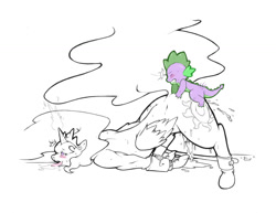 Size: 1280x989 | Tagged: explicit, artist:cold-blooded-twilight, princess celestia, spike, ahegao, baby dragon on mare, bondage, cum, dragon, dragon on pony action, excessive cum, female, femsub, foalcon, g4, imported from derpibooru, interspecies, male, maledom, muscles, nudity, orgasm, pony, sex, ship:spikelestia, shipping, size difference, small dom big sub, spreader bar, straight, sublestia, submissive, vaginal secretions