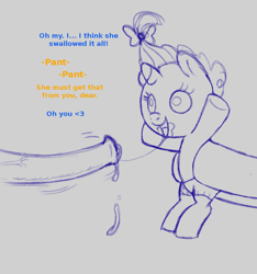 Size: 708x758 | Tagged: explicit, artist:farnham, baby, baby pony, babycon, bad parenting, blowjob, bow, cakecest, carrot cake, cum, cup cake, diaper, female, female focus, filly, foal, foalcon, g4, gray background, hair bow, hoof hold, horsecock, imported from derpibooru, incest, male, nudity, offscreen character, open mouth, oral, penis, pony, pumpkin cake, sex, ship:carrotpumpkin, shipping, simple background, sketch, smiling, solo focus, straight, unicorn, why sid why