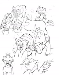 Size: 1280x1656 | Tagged: explicit, artist:cold-blooded-twilight, applejack, fluttershy, pinkie pie, princess celestia, rainbow dash, rarity, spike, twilight sparkle, analingus, baby dragon on mare, ballgag, blushing, bondage, cold blooded twilight, crying, cunnilingus, dragon, dragon on pony action, drool, drool string, female, femdom, femsub, foalcon, g4, gag, imported from derpibooru, interspecies, lesbian, male, mane seven, mane six, monochrome, oral, pony, sex, sex toy, ship:flutterlestia, ship:twispike, shipping, softcore, straight, submissive, vaginal secretions, vibrator, wingboner, zebra, zecora