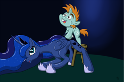 Size: 1454x961 | Tagged: explicit, artist:ragingsemi, princess luna, alicorn, ambiguous penetration, colt, colt on mare, duo, female, foal, foalcon, g4, horn, hornboner, imported from derpibooru, lunips, male, mare, nudity, pony, sex, shiny, shipping, snips, straight, straight shota, unicorn