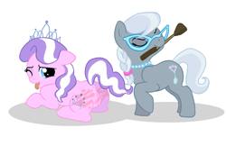 Size: 1916x1244 | Tagged: explicit, artist:kahvei, diamond tiara, silver spoon, anus, butt, earth pony, female, filly on filly, foalcon, g4, genitals, glasses, imported from derpibooru, lesbian, nudity, plot, pony, riding crop, ship:silvertiara, shipping, simplistic anus, vagina, vulva, whip marks