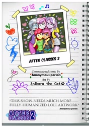 Size: 1280x1804 | Tagged: safe, artist:anibaruthecat, apple bloom, diamond tiara, scootaloo, silver spoon, sweetie belle, comic:after classes 2, banned from derpibooru, clothes, equestria girls, female, imported from twibooru, lolicon, underage, younger